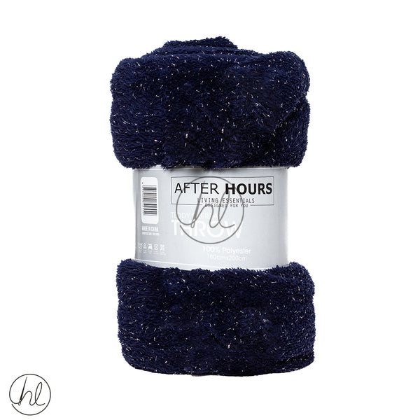 Sherpa Brushed Teddy Throw (Assorted) (Tinsel Navy) (180x200cm)