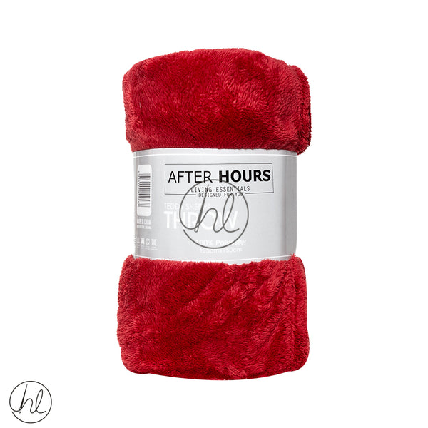 Brushed Teddy Sherpa Throw (Assorted) (Red) (125x150cm)