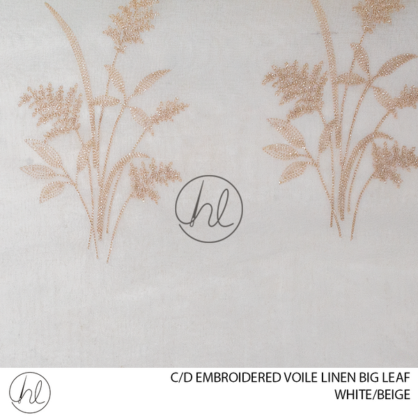 C/D Voile Linen Embroidered Big Leaf