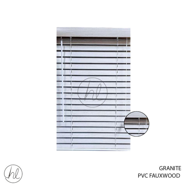 BLIND PVC FAUXWOOD 50MM GRANITE WHT 150X180