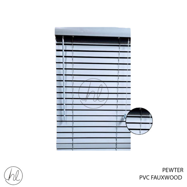 BLIND PVC FAUXWOOD 50MM PEWTER 120X150