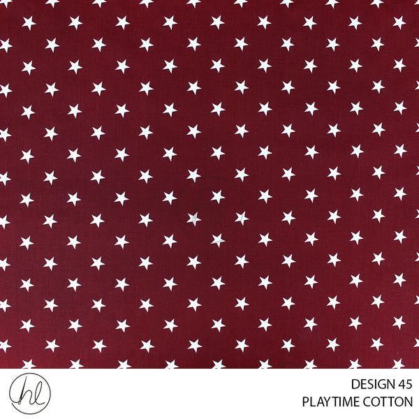 PLAYTIME COTTON STAR (DESIGN 45) (150CM) (PER M) RED