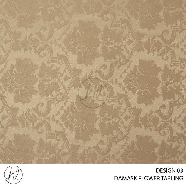 DAMASK FLOWER TABLING (DESIGN 03) (320CM) (PER M) BEIGE