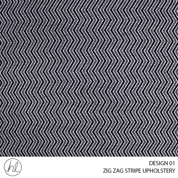 ZIG ZAG STRIPE UPHOLSTERY (DESIGN 01) (140CM) (PER M) GREY/BLACK