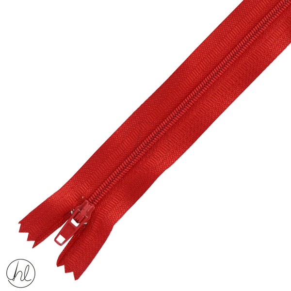 NYLON DRESS ZIPS (15CM-60CM) BRIGHT RED
