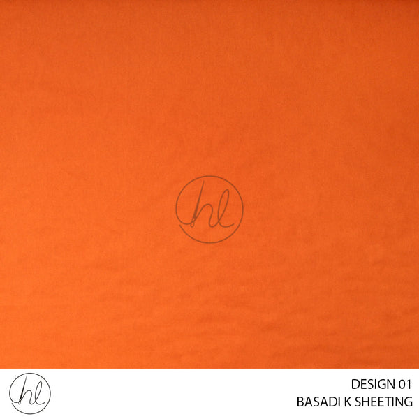 SHEETING K BASADI (DESIGN 01 ) ORANGE (150CM) PER M