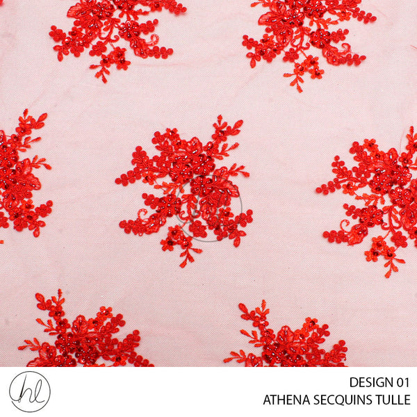 ATHENA SECQUINS TULLE (55) (PER M) (DESIGN 01) (RED) (COLLECTION 03)