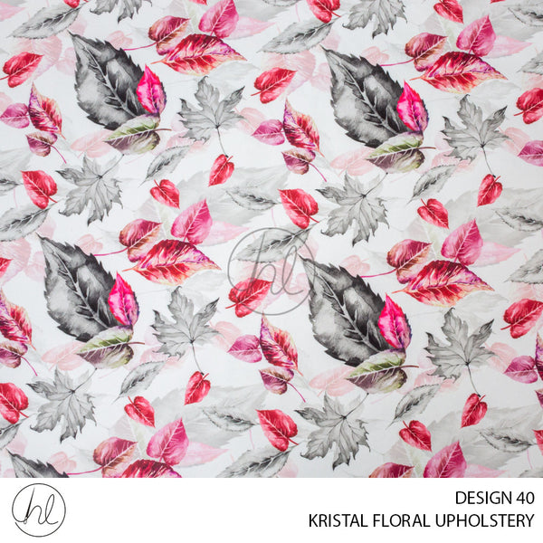 KRISTAL FLORAL UPHOLSTERY (PER M) (WHITE / RED) (DESIGN 40) (140CM WIDE)