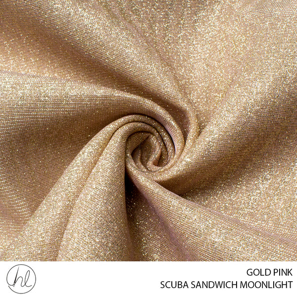 SCUBA SANDWICH MOONLIGHT (51) (PER M) (GOLD/PINK) (150CM WIDE)