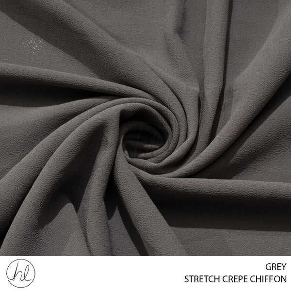 STRETCH CREPE CHIFFON (PER M) (53)	(GREY) (150CM WIDE)
