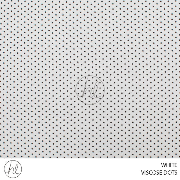 VISCOSE DOTS (51) (PER M) (WHITE) (150CM WIDE)