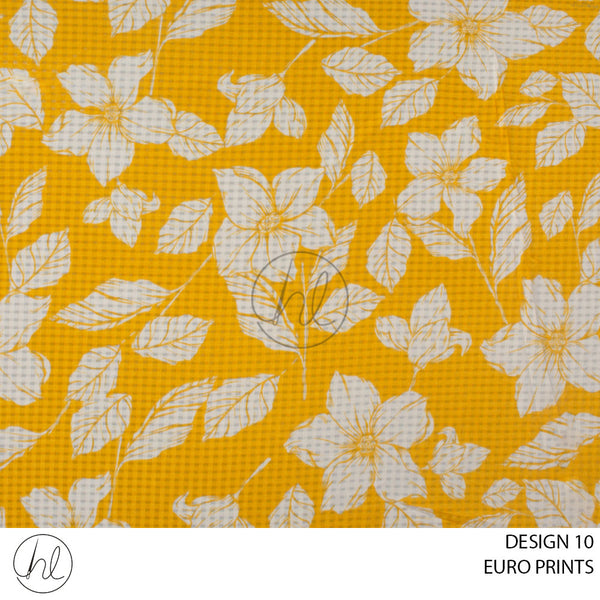 EURO PRINT (51) (PER M) (MUSTARD) (DESIGN 10) (150CM WIDE)