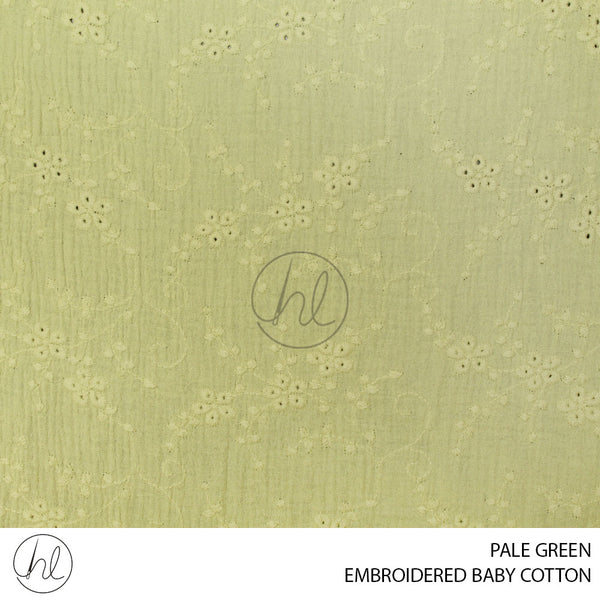 BABY COTTON EMBROIDERED (PER M)  (PALE GREEN) (150CM WIDE)