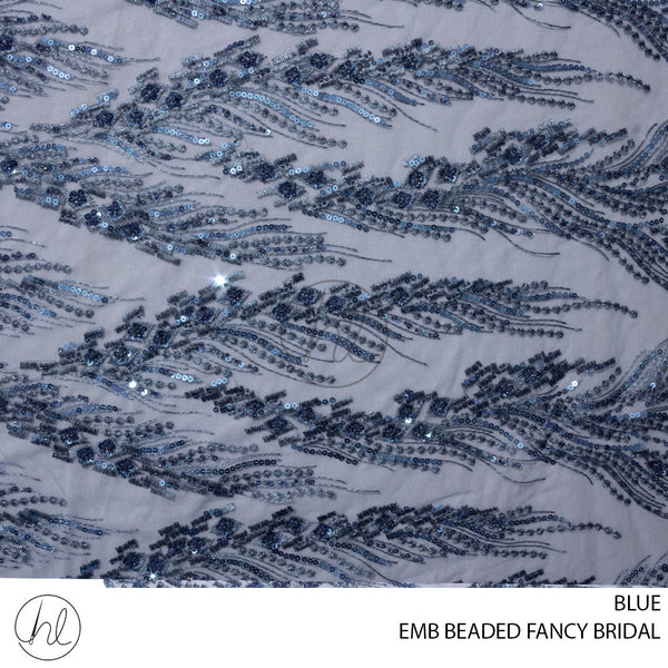 EMB BEADED FANCY BRIDAL (56) (PER M) (BLUE)	(130CM WIDE)
