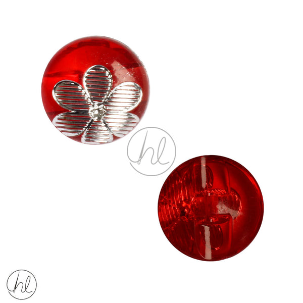 BUTTONS FANCY (RED WITH SILVER FLOWER) 44044 (18MM)