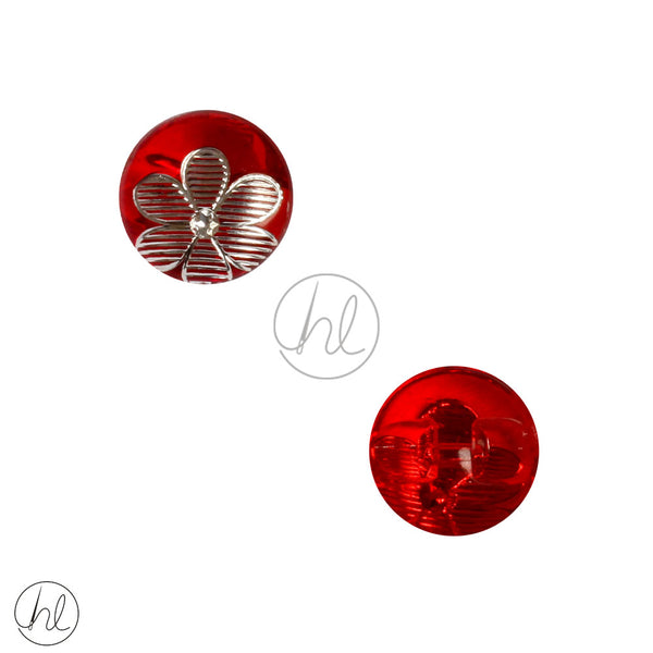 BUTTONS FANCY (RED WITH SILVER FLOWER) 44044 (13MM)