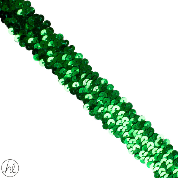 STRETCH SEQUINS 2 LINE EMERALD SS25 (25MM WIDE) P/METER
