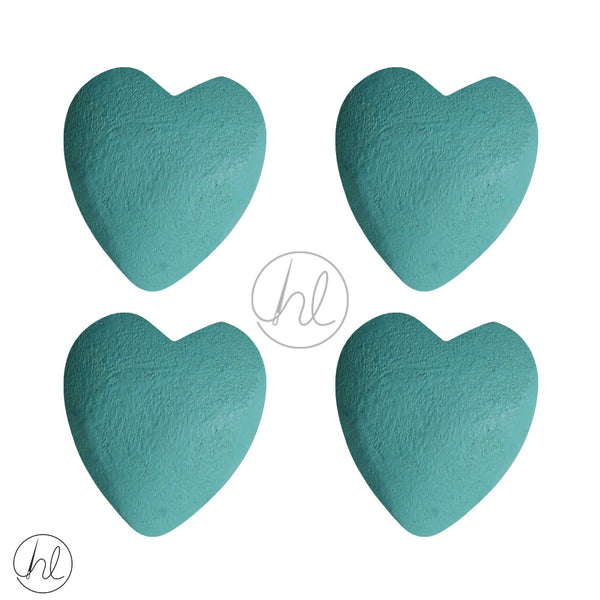 WOODEN BEADS HEARTS (4 P/PACK)(25X20)(TURQUOISE)