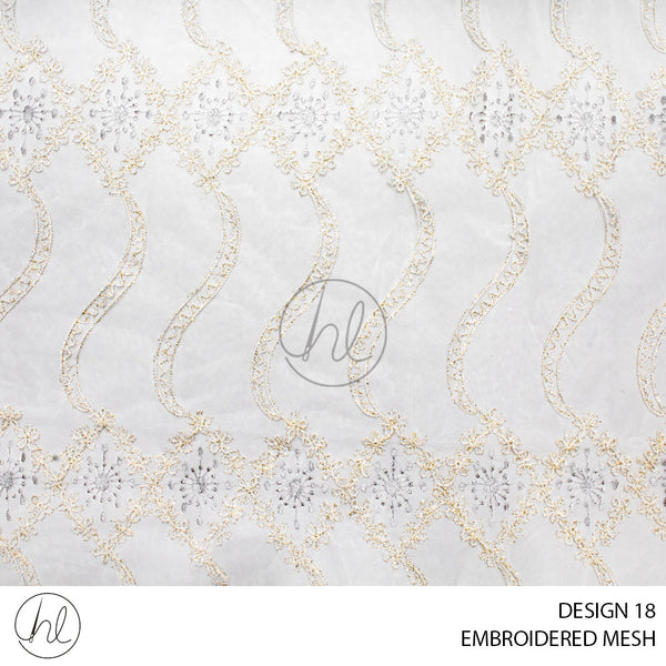 EMBROIDERED MESH (DESIGN 18) GOLD/SILVER