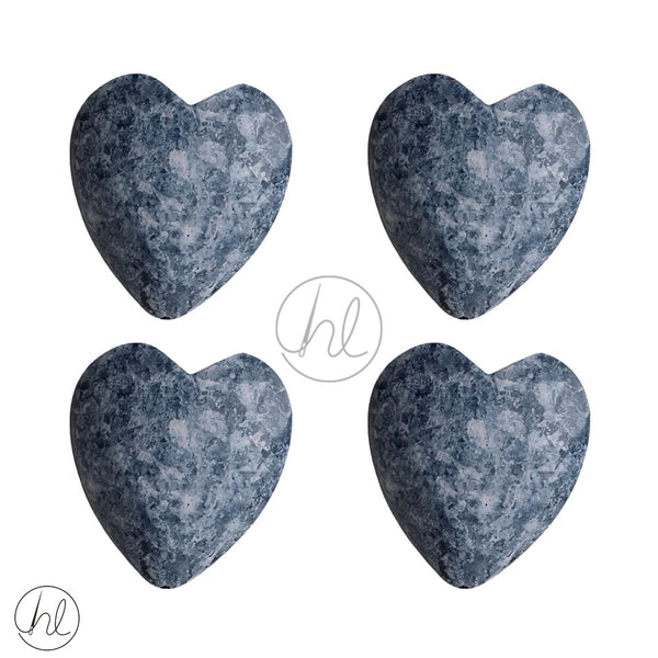 WOODEN BEADS HEARTS (4 P/PACK)(25X20)(NAVY)