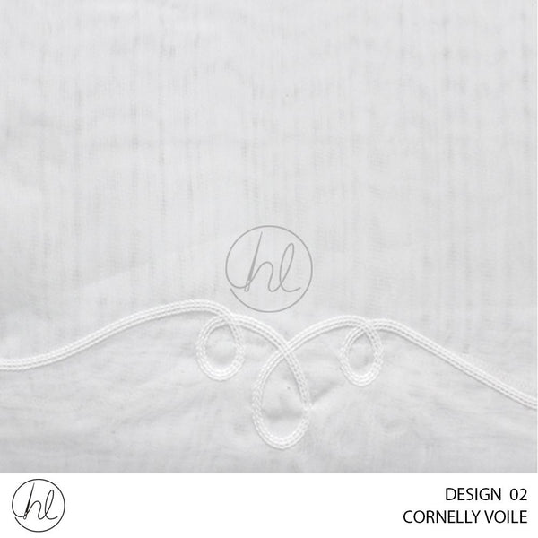 CORNELLY VOILE (DESIGN 02) (265CM) (PER M) WHITE