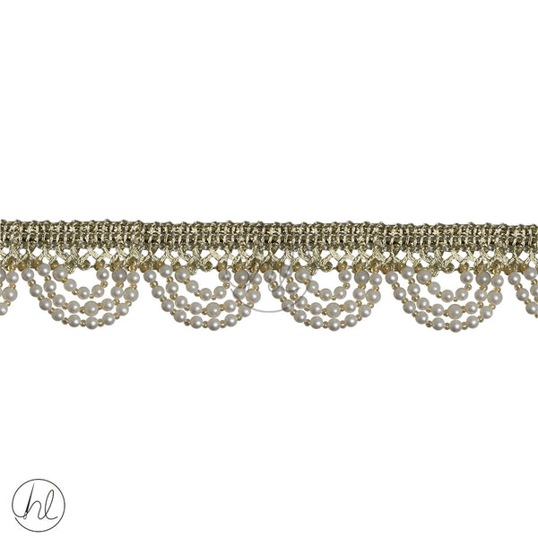 BRAID WITH PEARL BEADS (CREAM) (HB) (35MM) (PER M)