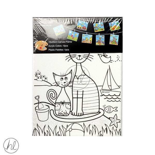 CANVAS BOARD WITH PICTURE (BEACH CATS) (15CM X 20CM)