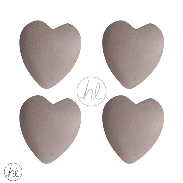 WOODEN BEADS HEARTS (4 P/PACK)(25X20)(DARK NUDE)