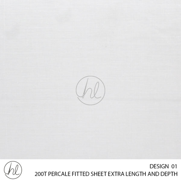 200T PERCALE FITTED SHEET EXTRA LENGTH AND DEPTH (DESIGN 01)