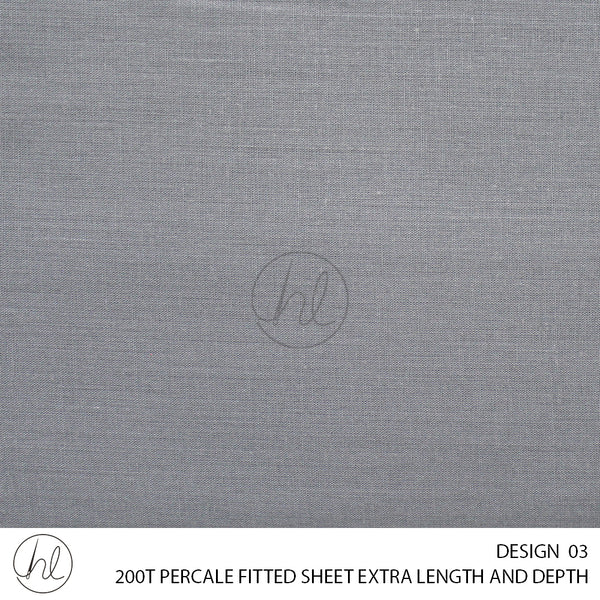 200T PERCALE FITTED SHEET EXTRA LENGTH AND DEPTH (DESIGN 03)