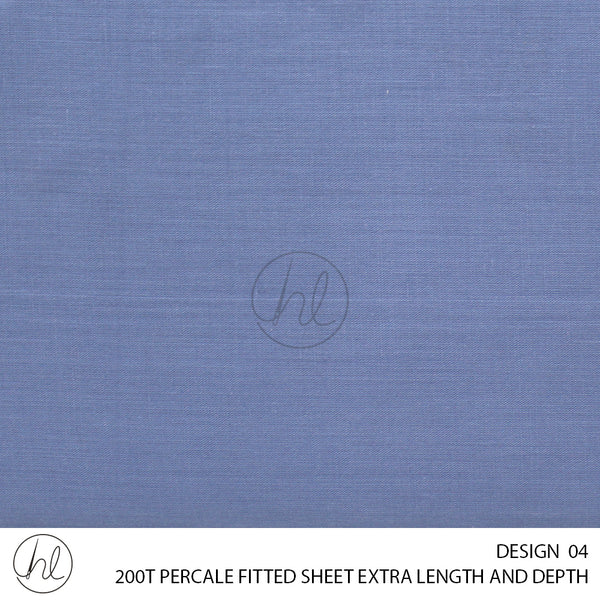 200T PERCALE FITTED SHEET EXTRA LENGTH AND DEPTH (DESIGN 04)