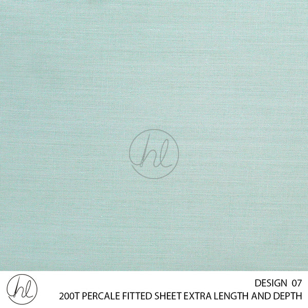 200T PERCALE FITTED SHEET EXTRA LENGTH AND DEPTH (DESIGN 07)