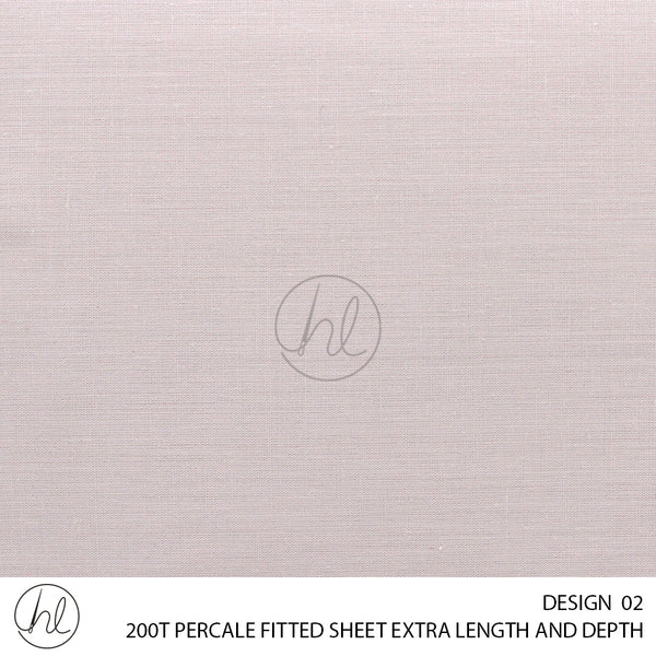 200T PERCALE FITTED SHEET EXTRA LENGTH AND DEPTH (DESIGN 02)