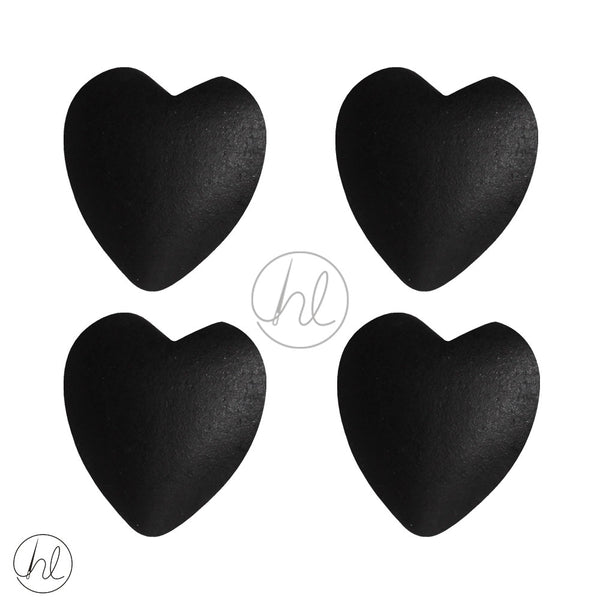 WOODEN BEADS HEARTS (4 P/PACK)(25X20)(BLACK)