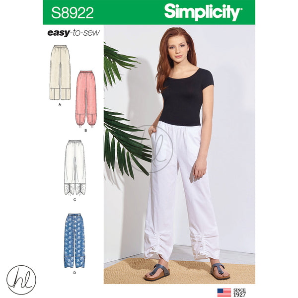 Modern Elastic Waist Pant Simplicity S9376 H5 6-14 OR Plus U5 16