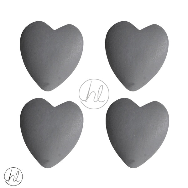 WOODEN BEADS HEARTS (4 P/PACK)(25X20)(GREY)