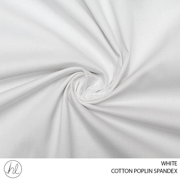 COTTON POLIN SPANDEX (51) (PER M) (WHITE) (150CM WIDE)