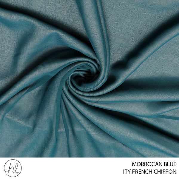 ITY FRENCH CHIFFON (PER M) (51) (MOROCCAN BLUE) (150CM WIDE)