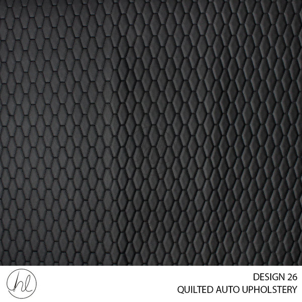 QUILTED AUTO UPHOLSTERY (DESIGN 26) BLACK (140CM) PER M