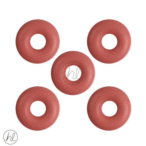 WOODEN BEADS RING CORAL 5 PER PACK