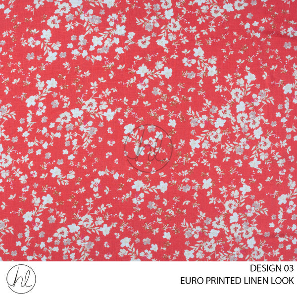 EURO PRINTED LINEN LOOK (RED) (DESIGN 03) (150CM WIDE)