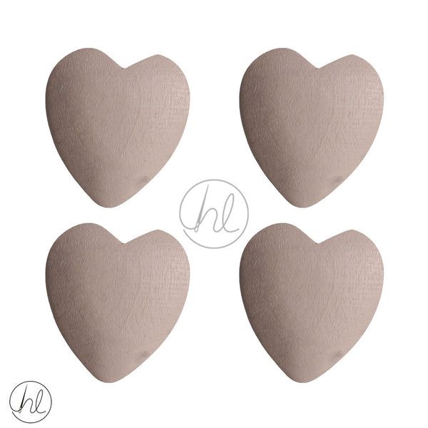 WOODEN BEADS HEARTS (4 P/PACK)(25X20)(BRICK DUST)