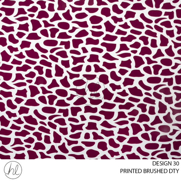 PRINTED BRUSHED DTY (53) (PER M) (DESIGN 30) (MAROON AND CREAM) (150CM WIDE)