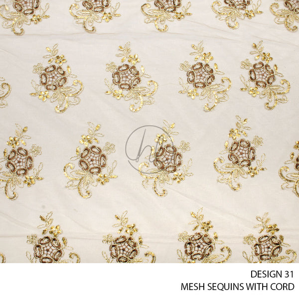 MESH SEQUINS WITH CORD (477) (PER M) (COLLECTION 02) (DESIGN 31) (GOLD)