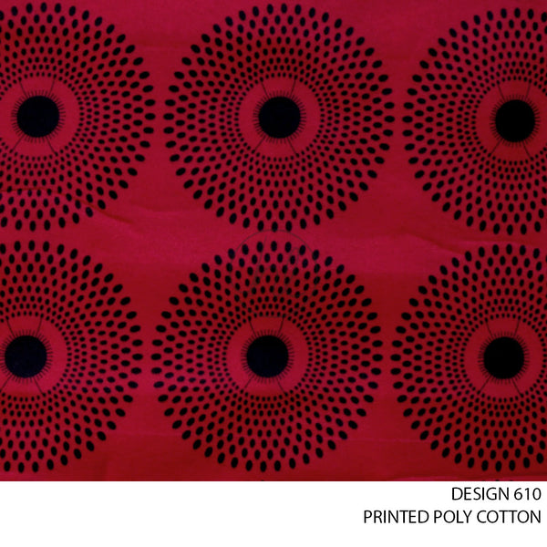PRINTED POLY COTTON (53) (RED) (DESIGN 610) (115CM WIDE)