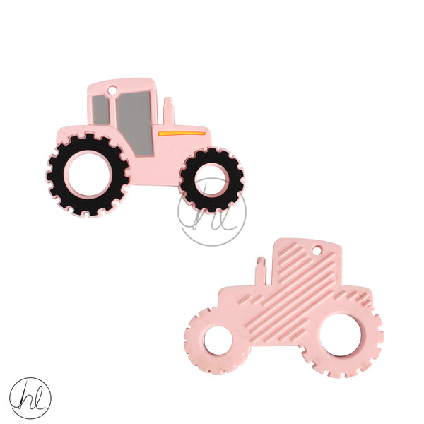 SILICONE BEAD BIG PINK TRACTOR EACH