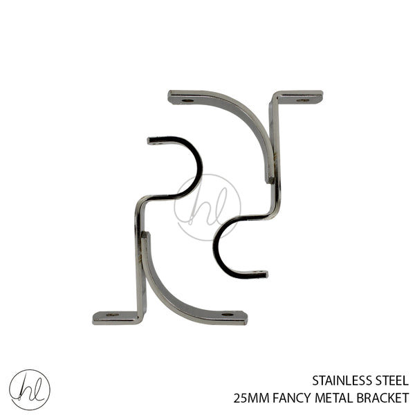 PAPINI 25MM FANCY METAL BRACKET (2 P/PACK)(PSS069T) STAINLESS STEEL