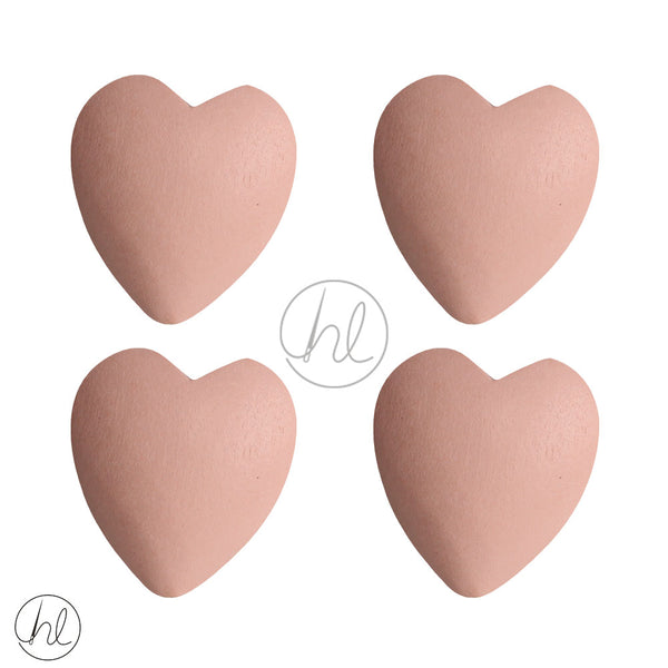 WOODEN BEADS HEARTS (4 P/PACK)(25X20)(PEACH)