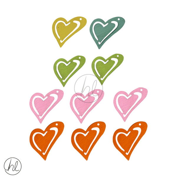 WOOD HEART DECORATIONS  (10 P/PACK)