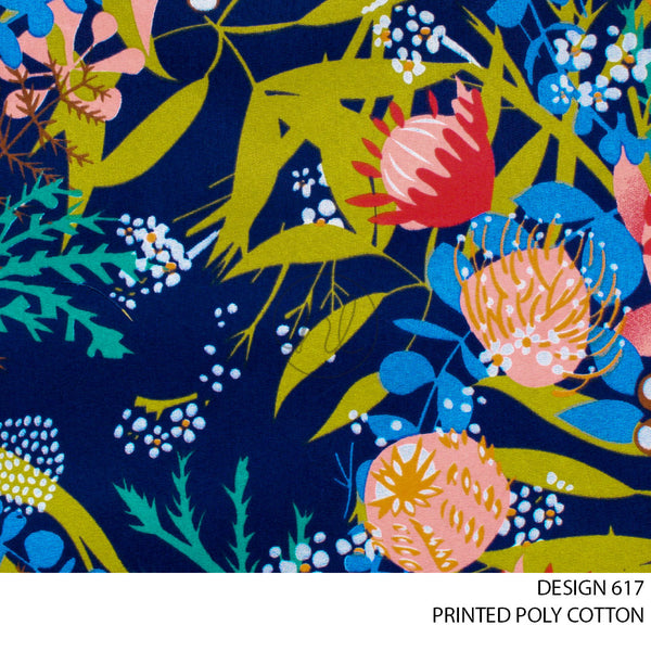PRINTED POLY COTTON (53) (NAVY) (DESIGN 617) (115CM WIDE)